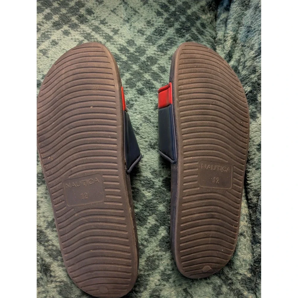 Nautica Bower 2 Mens Slides Navy Blue Red White Adjustable Strap Sandals Size 12